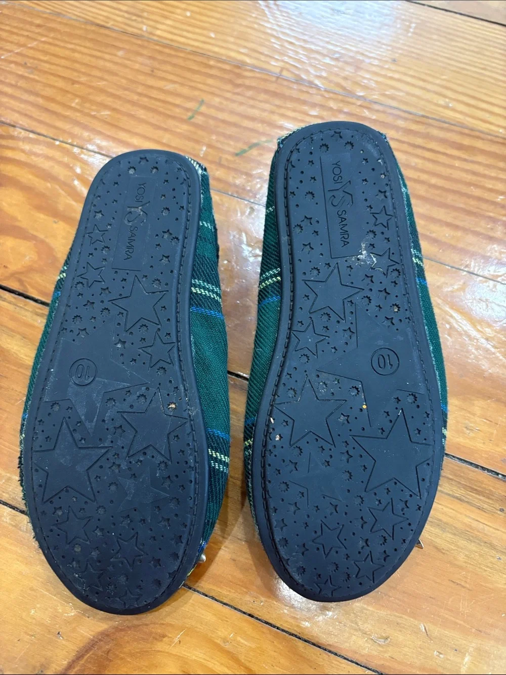 Yosi Samra Green Plaid Kids Ballet Flats with Bow